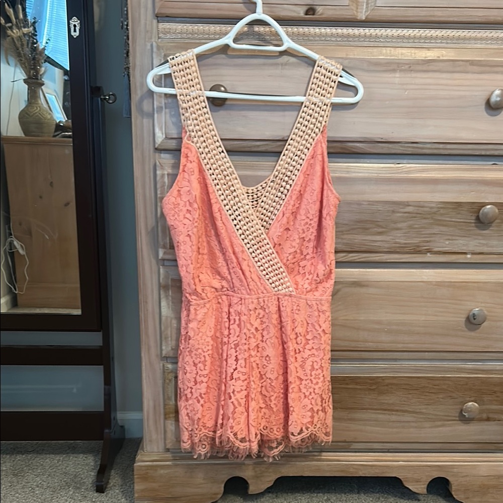 Lulumari Coral Lace Romper